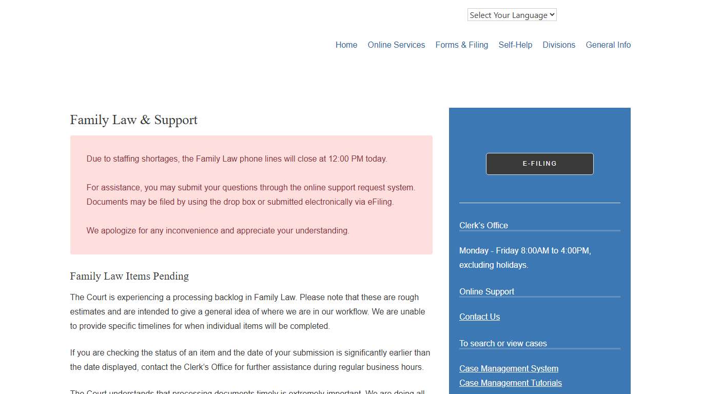 Family Law & Support – Superior Court of CA – County of San Joaquin